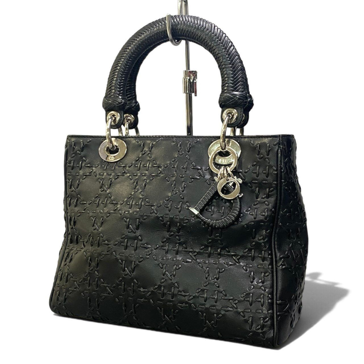 Dior M Whip Stitch Cannage Black Leather Handbag — view 2