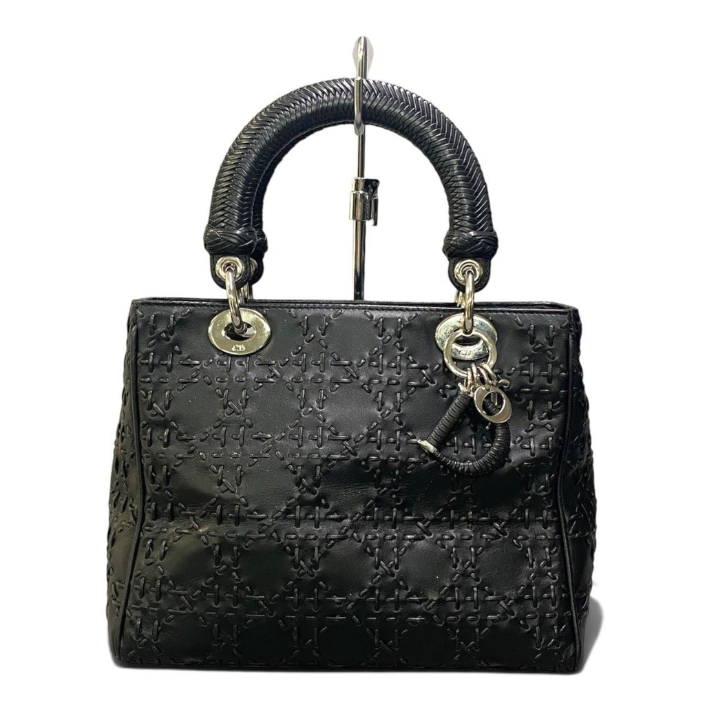 Dior M Whip Stitch Cannage Black Leather Handbag — view 3