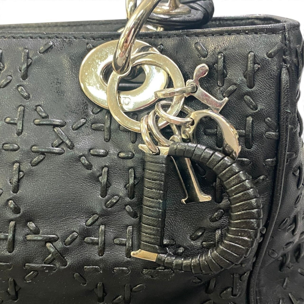 Dior M Whip Stitch Cannage Black Leather Handbag — view 7