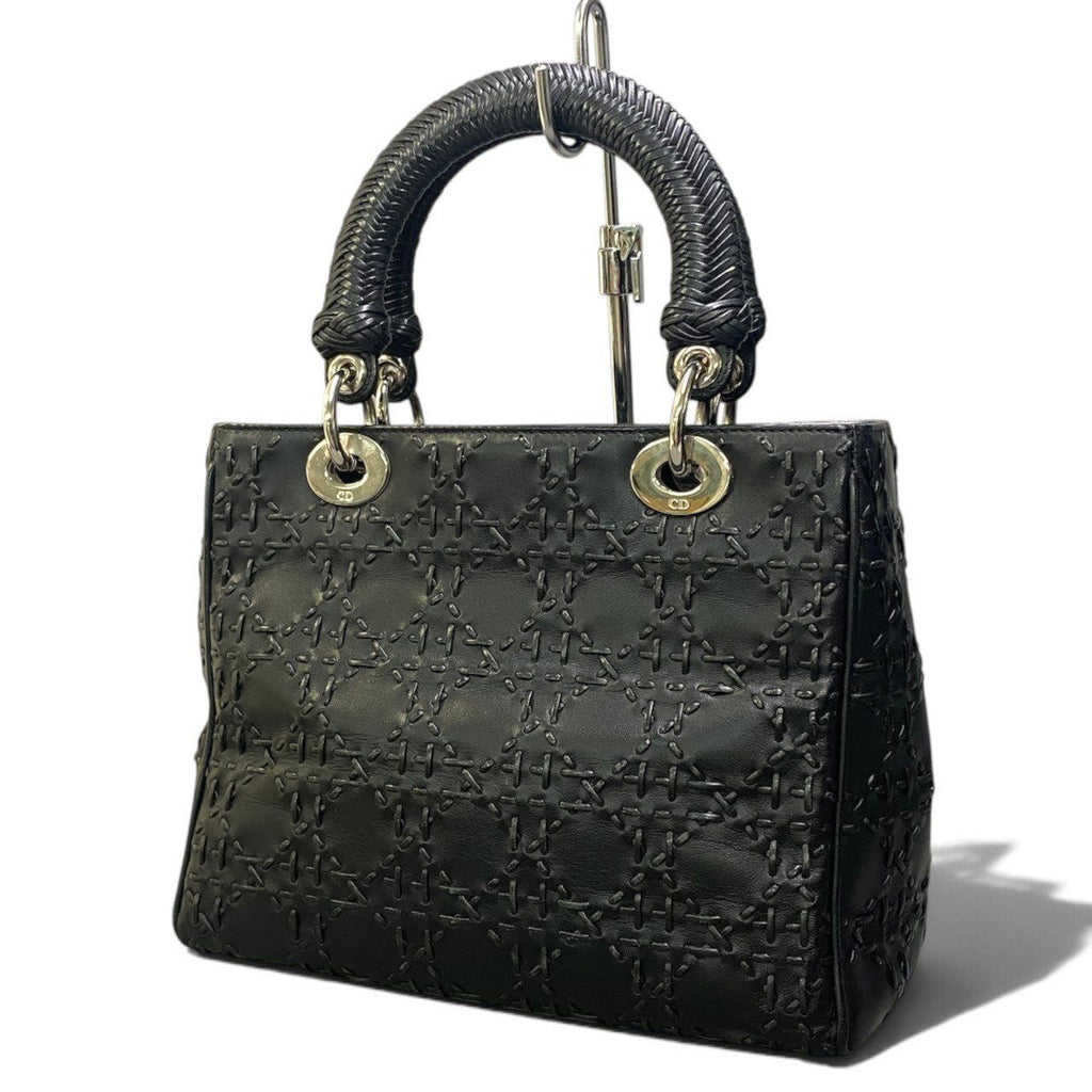 Dior M Whip Stitch Cannage Black Leather Handbag — view 5
