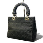 Dior M Whip Stitch Cannage Black Leather Handbag — view 5