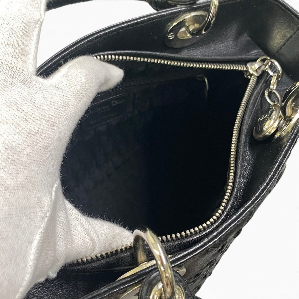 Dior M Whip Stitch Cannage Black Leather Handbag — view 8