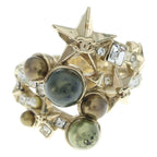 Chanel CC Logo Star Ring Rhinestone Silver