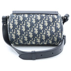 Dior Saddle Roller Mini Shoulder Bag Navy Oblique Canvas Leather Silver — view 2