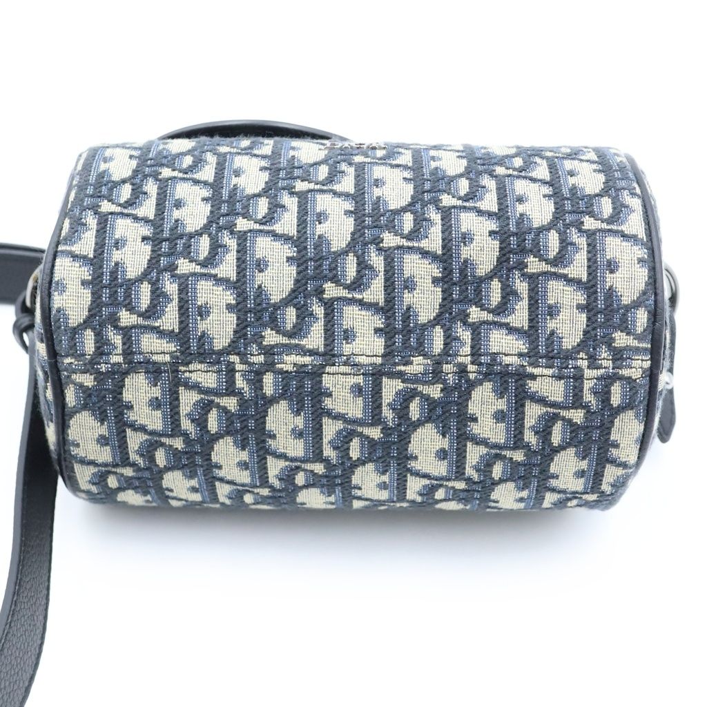 Dior Saddle Roller Mini Shoulder Bag Navy Oblique Canvas Leather Silver — view 4