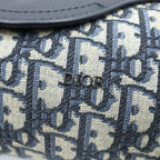 Dior Saddle Roller Mini Shoulder Bag Navy Oblique Canvas Leather Silver — view 6