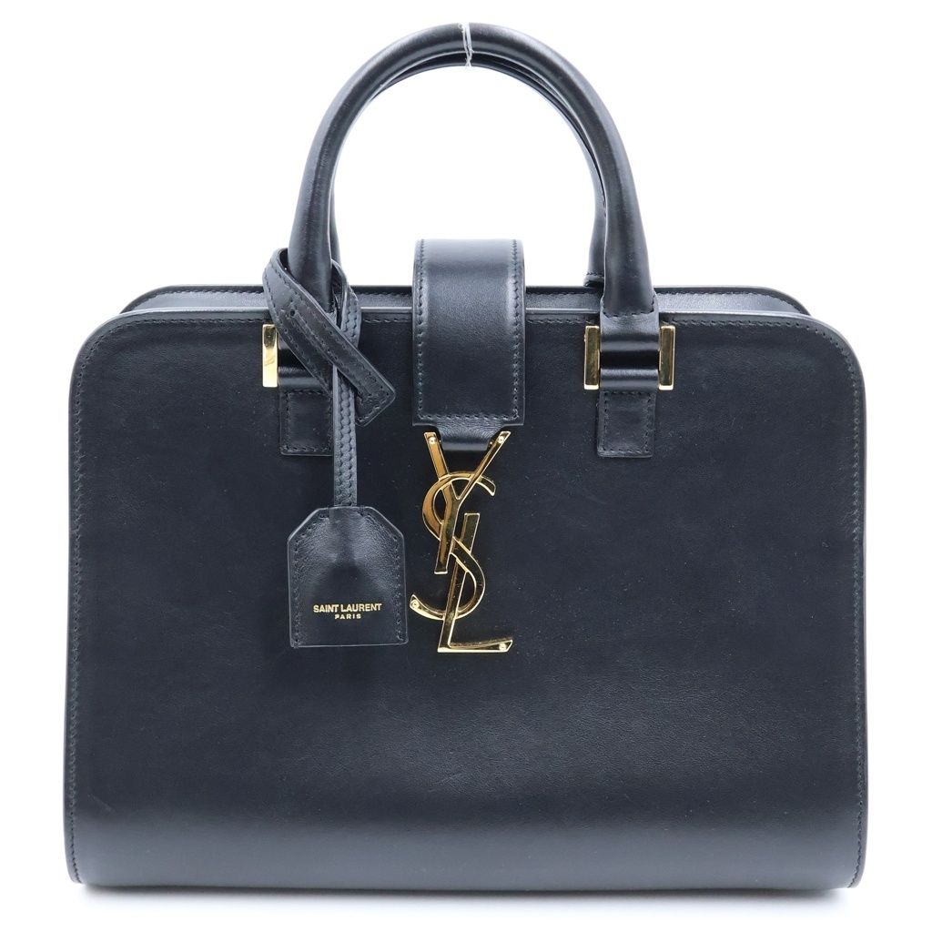 Saint Laurent Paris Baby Cabas 2-Way Shoulder Bag Black Leather Gold