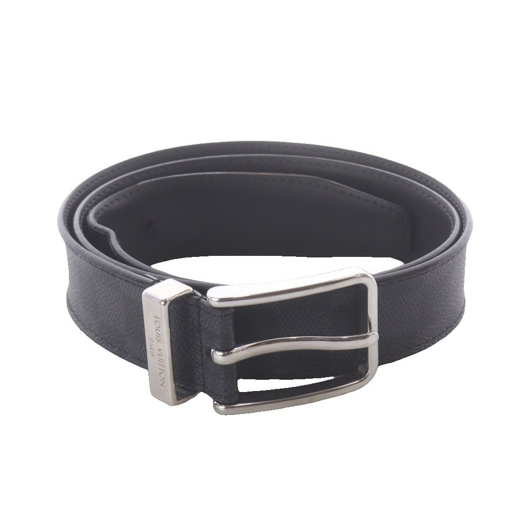 Louis Vuitton Ceinture Pont Neuf Belt Canvas Leather Black AD