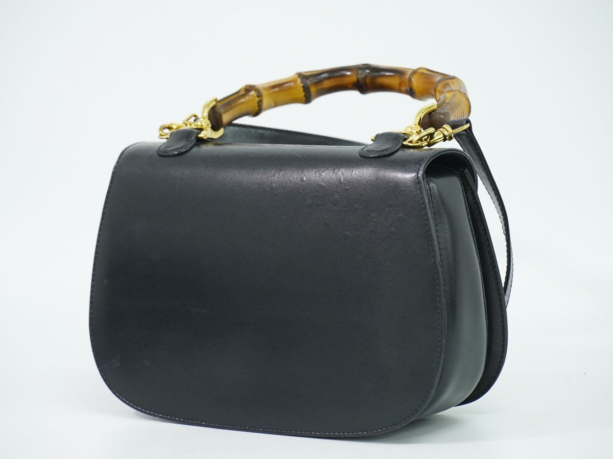 Gucci Bamboo 2-Way Shoulder Bag Pochette Leather Black — view 2
