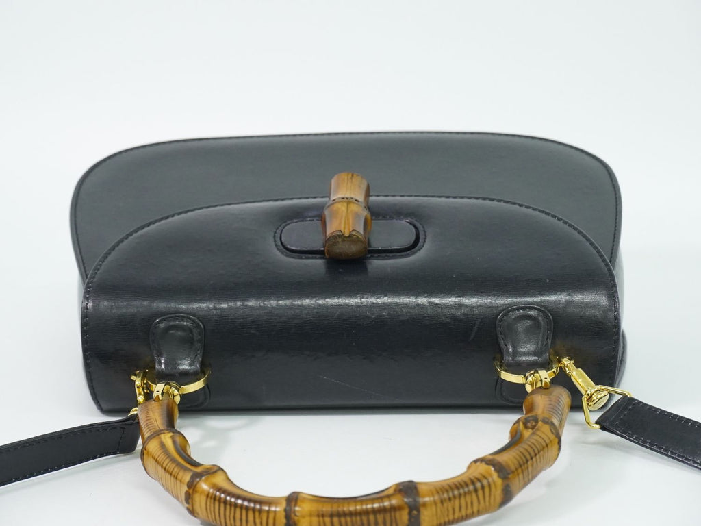 Gucci Bamboo 2-Way Shoulder Bag Pochette Leather Black — view 5