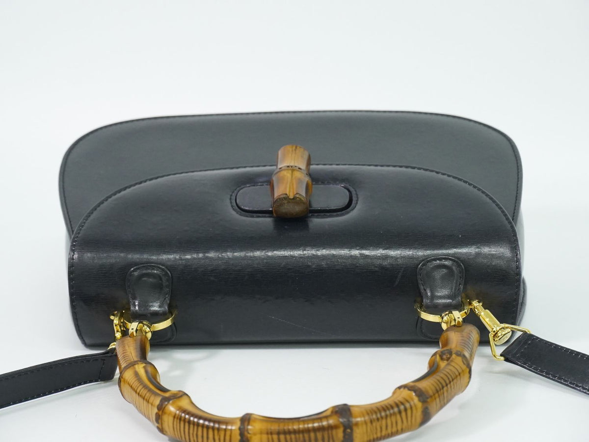 Gucci Bamboo 2-Way Shoulder Bag Pochette Leather Black — view 5
