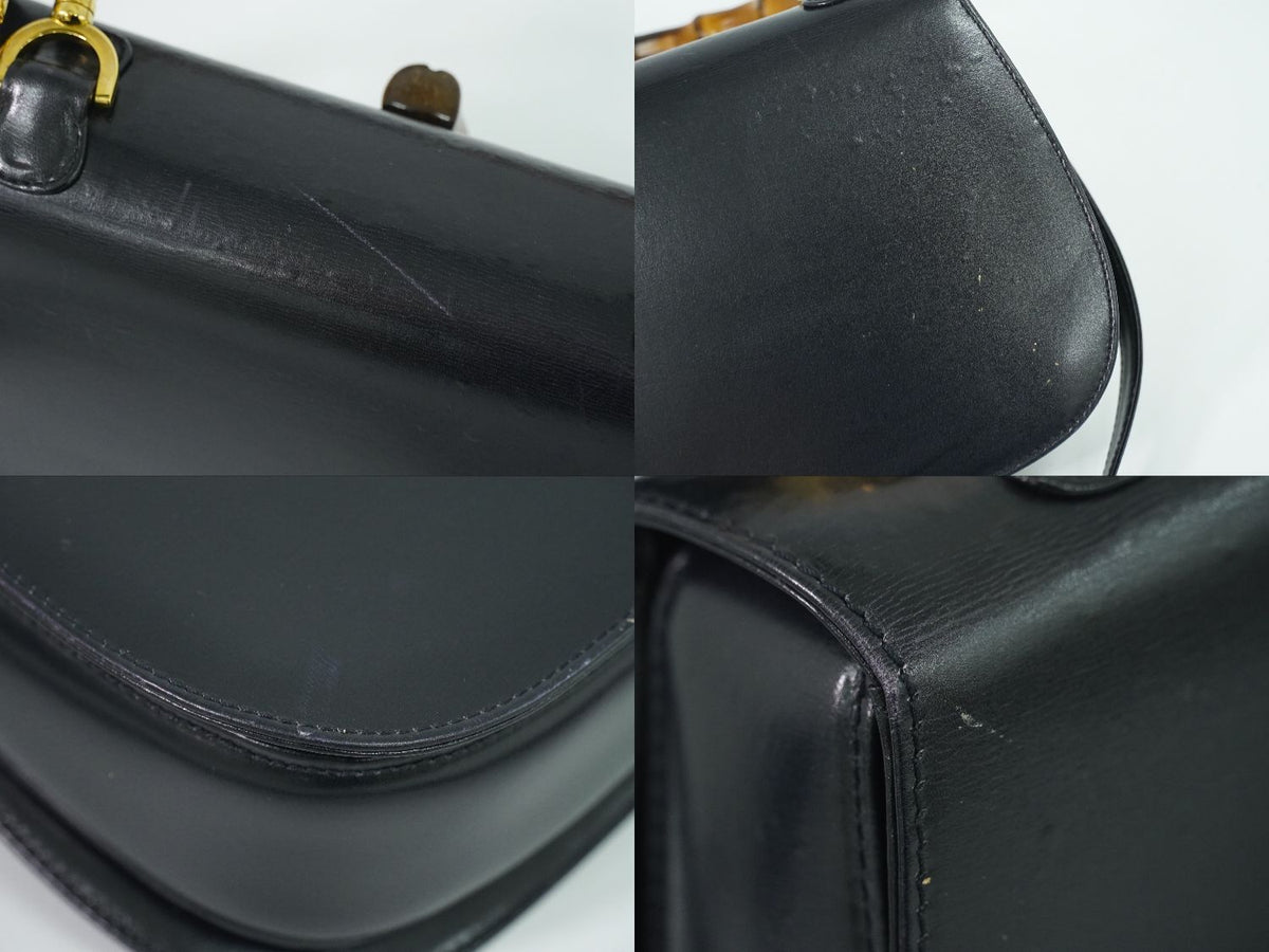 Gucci Bamboo 2-Way Shoulder Bag Pochette Leather Black — view 7