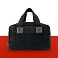 Chanel Choco Bar CC Logo Caviar Leather Mini Boston Bag Black