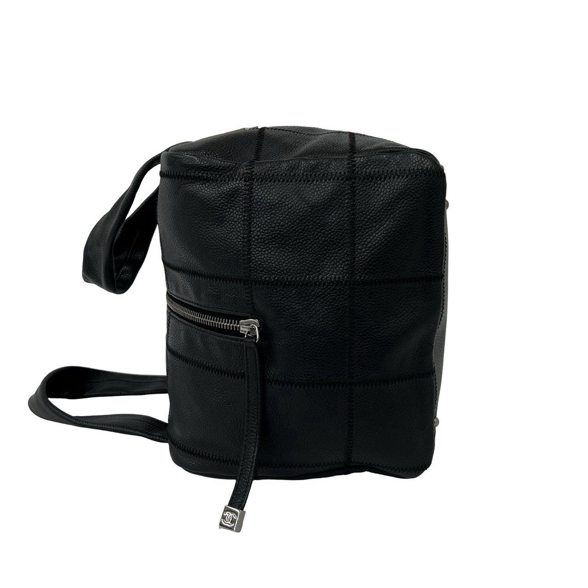 Chanel Choco Bar CC Logo Caviar Leather Mini Boston Bag Black — view 5