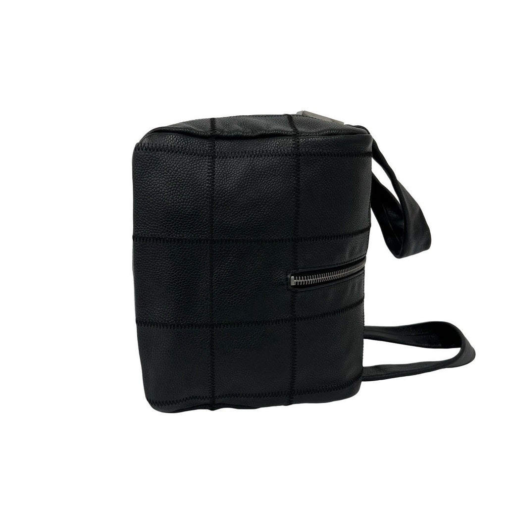 Chanel Choco Bar CC Logo Caviar Leather Mini Boston Bag Black — view 6