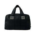 Chanel Choco Bar CC Logo Caviar Leather Mini Boston Bag Black — view 3