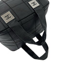 Chanel Choco Bar CC Logo Caviar Leather Mini Boston Bag Black — view 4