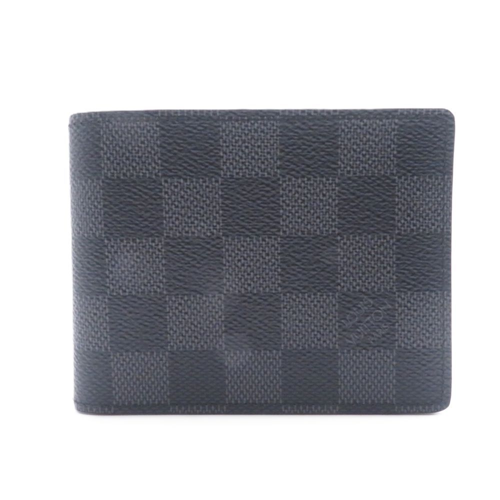 Louis Vuitton Portefeuille Slender Damier Graphite Bifold Wallet Canvas Gray