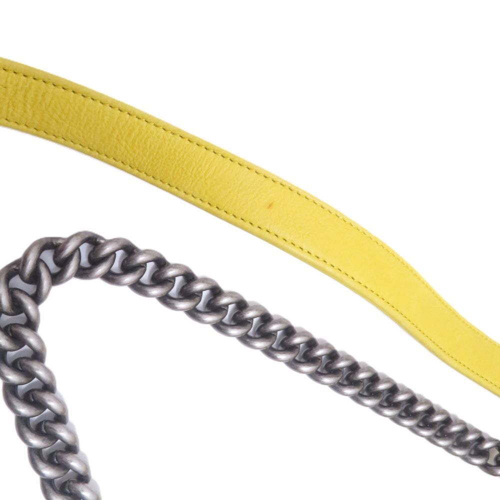 Chanel Boy 20 Quilted Chain Shoulder Yellow Silver Lambskin Bag — view 4