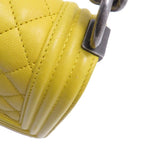 Chanel Boy 20 Quilted Chain Shoulder Yellow Silver Lambskin Bag — view 8