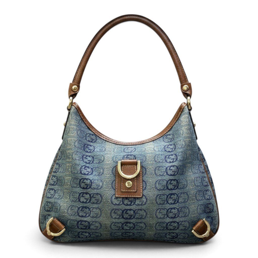 Gucci Abbey Denim Shoulder Bag Indigo Brown