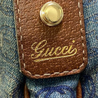 Gucci Abbey Denim Shoulder Bag Indigo Brown — view 8