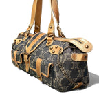 Celine Macadam Pattern Vintage Denim Bag Indigo Orange Beige — view 4