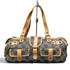 Celine Macadam Pattern Vintage Denim Bag Indigo Orange Beige — view 3