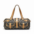 Celine Macadam Pattern Vintage Denim Bag Indigo Orange Beige