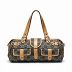 Celine Macadam Pattern Vintage Denim Bag Indigo Orange Beige