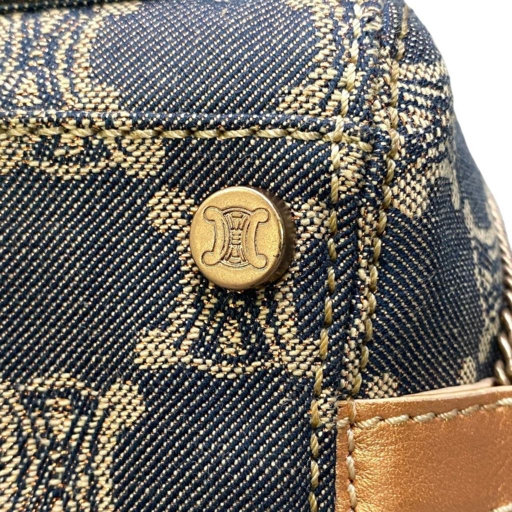 Celine Macadam Pattern Vintage Denim Bag Indigo Orange Beige — view 8