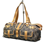 Celine Macadam Pattern Vintage Denim Bag Indigo Orange Beige — view 2