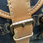Celine Macadam Pattern Vintage Denim Bag Indigo Orange Beige — view 7