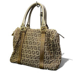 Fendi Zucchino Studded Boston Bag Brown Beige — view 5