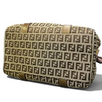 Fendi Zucchino Studded Boston Bag Brown Beige — view 6