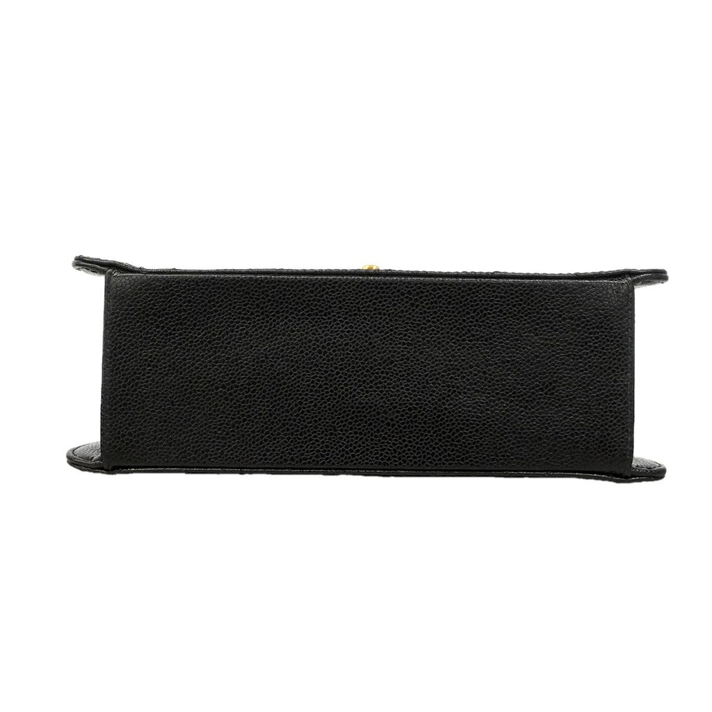 Chanel Shoulder Bag Quilted Caviar Leather Black Gold — view 3