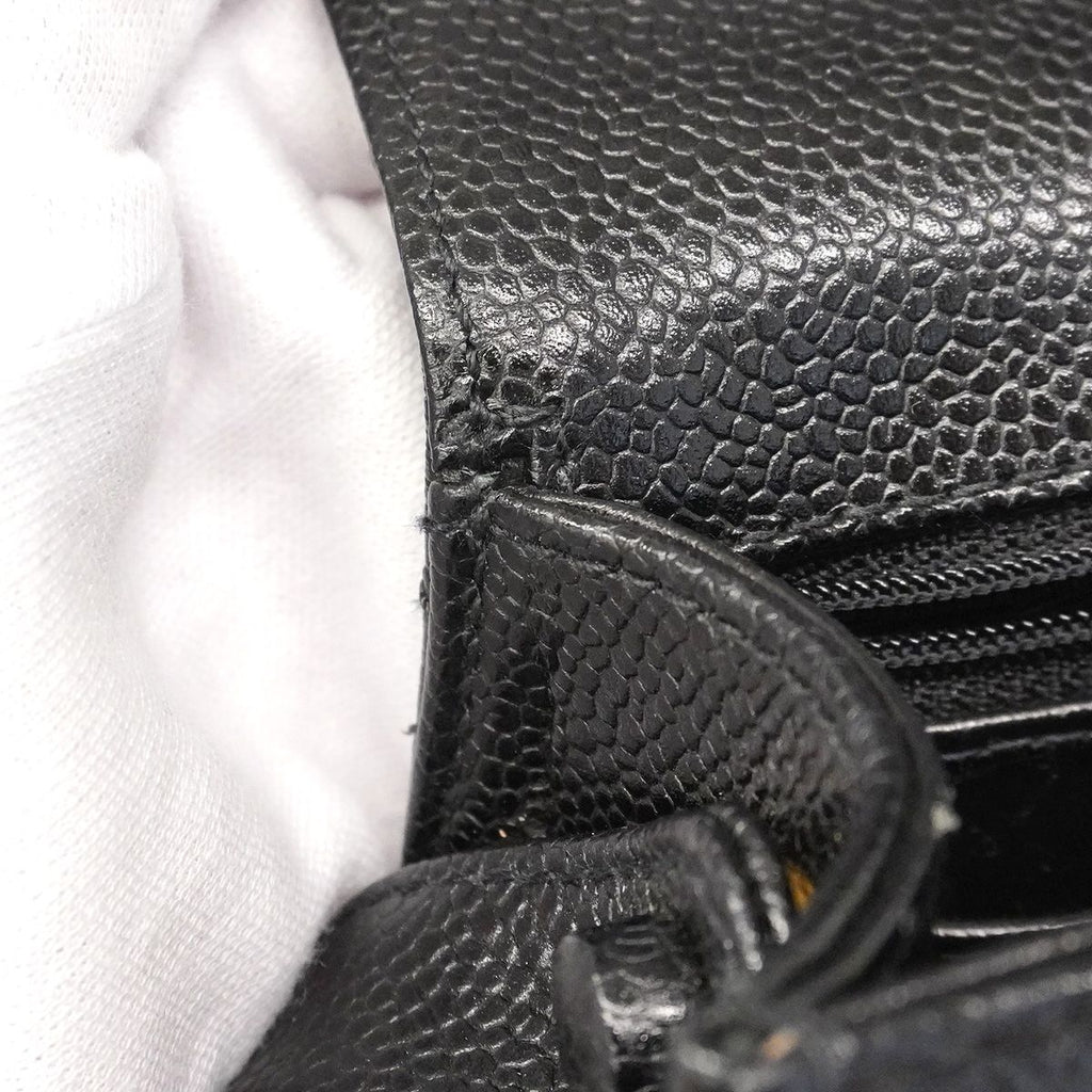Chanel Shoulder Bag Quilted Caviar Leather Black Gold — view 7