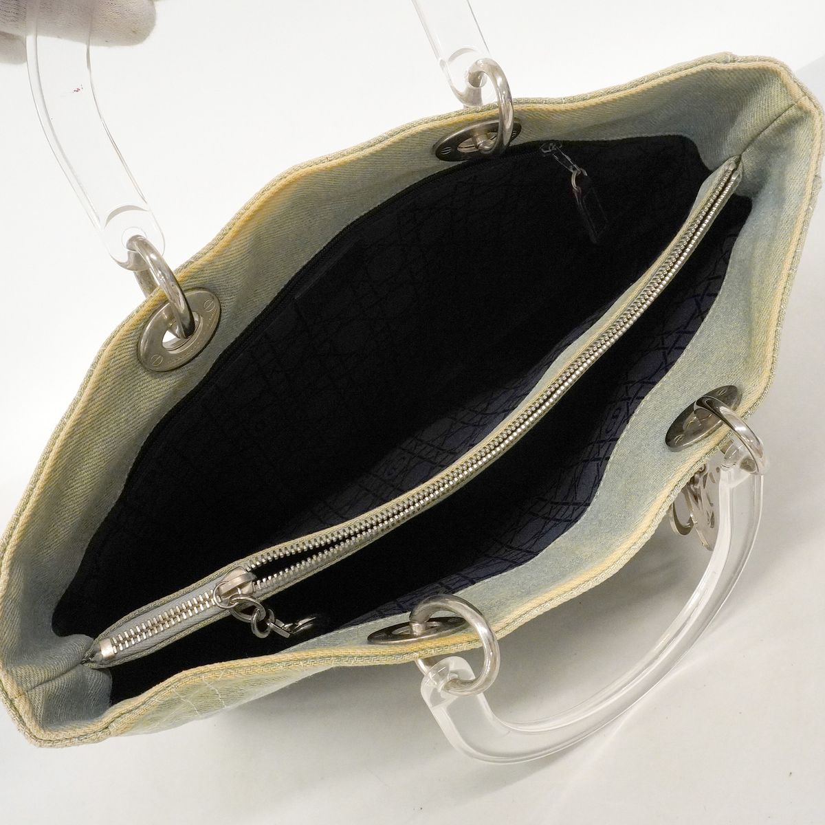 Dior Tote Cannage Denim Blue Silver — view 4