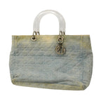 Dior Tote Cannage Denim Blue Silver