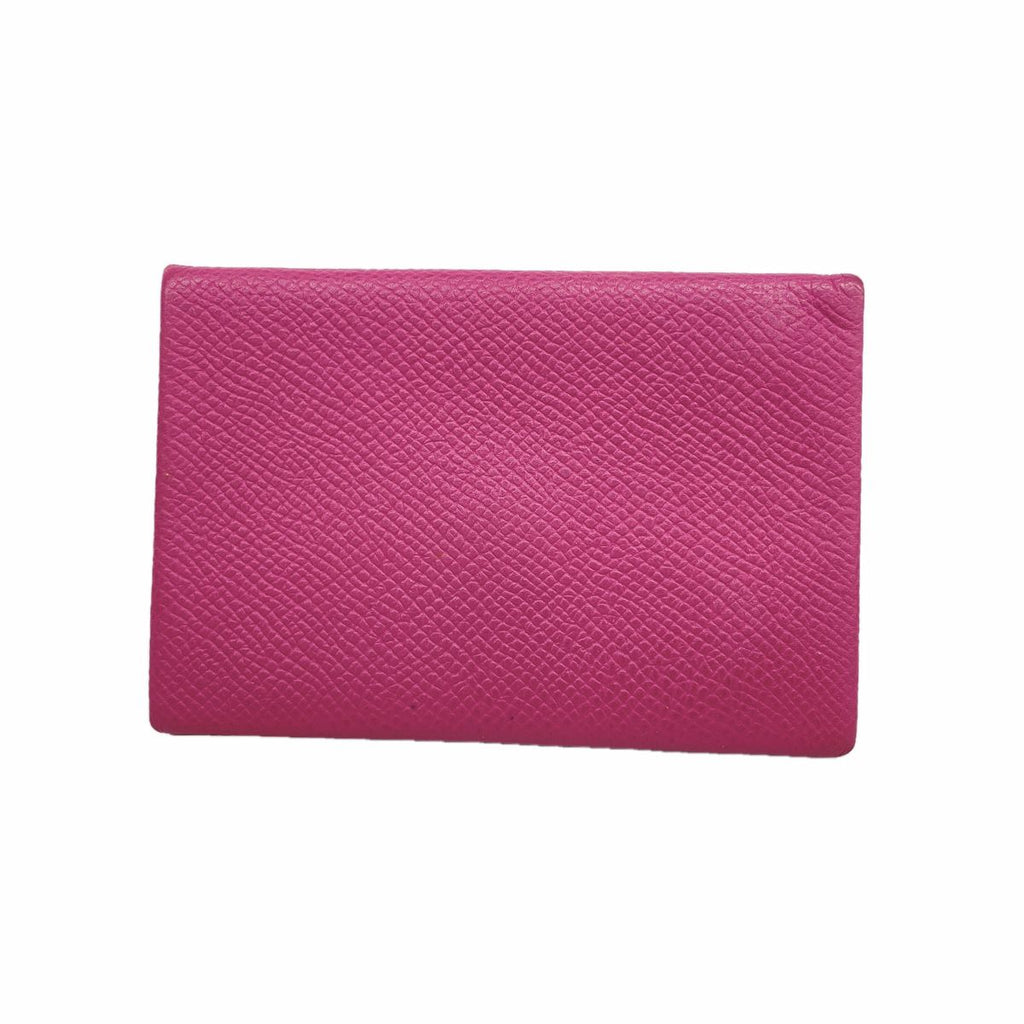 Hermes Card Case Calvi Veau Epsom Rose Purple Silver