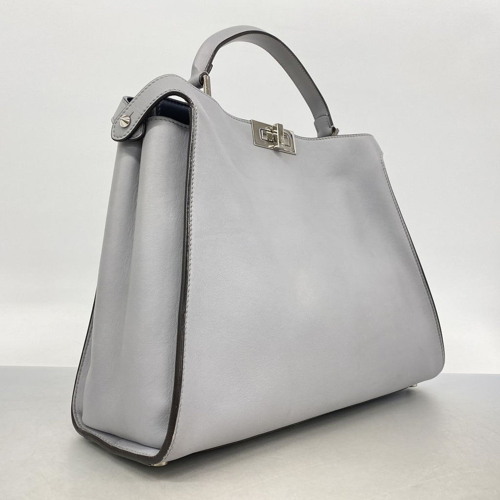 Fendi Handbag Peekaboo Essential Leather Gray Silver 2-Way Bag — view 2