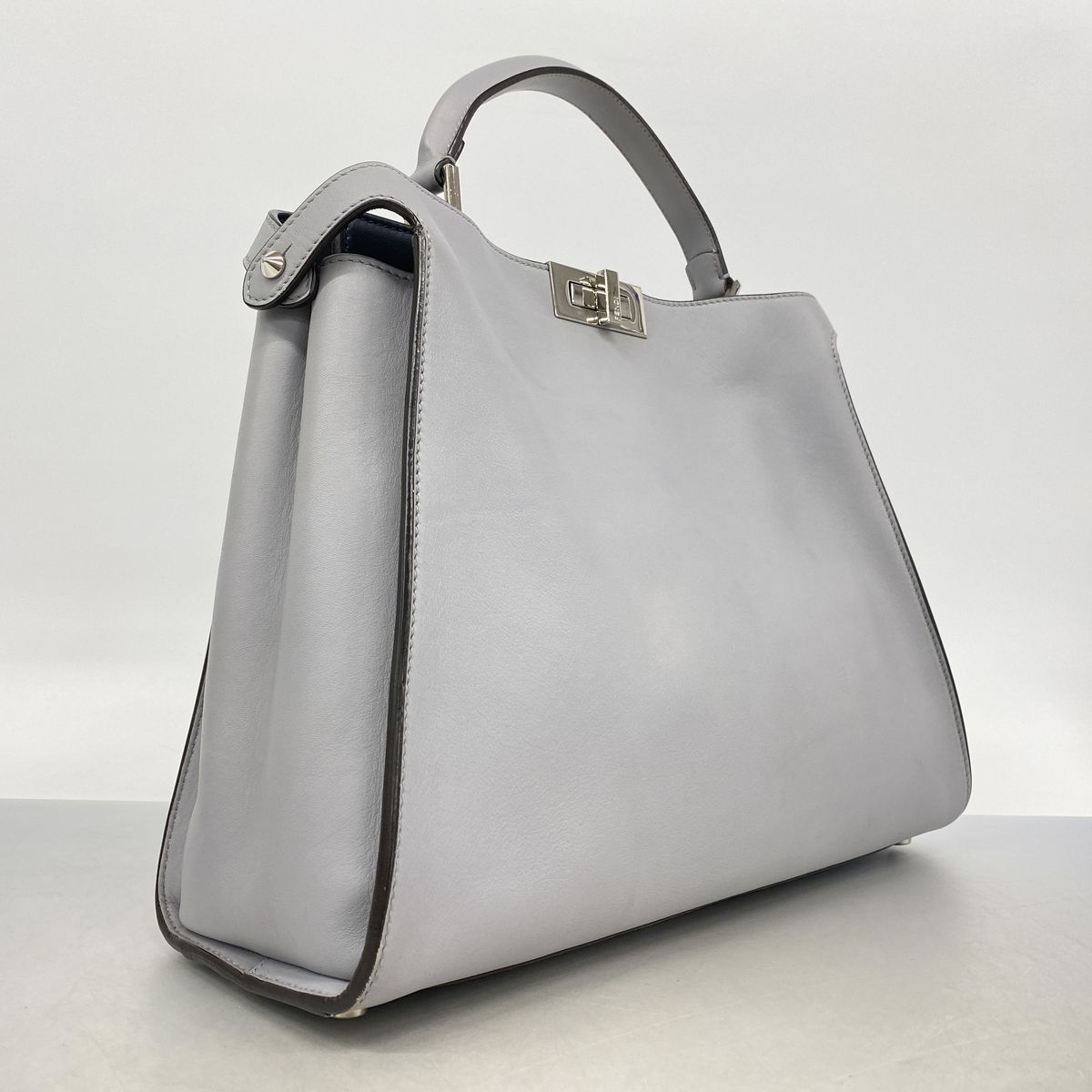 Fendi Handbag Peekaboo Essential Leather Gray Silver 2-Way Bag — view 2