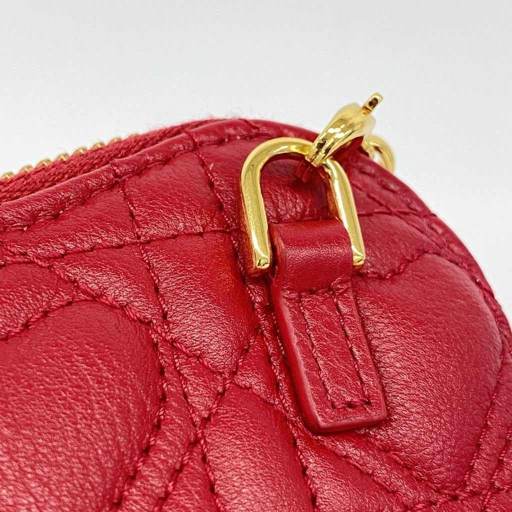 Dior Shoulder Bag Caro Leather Red Gold — view 6