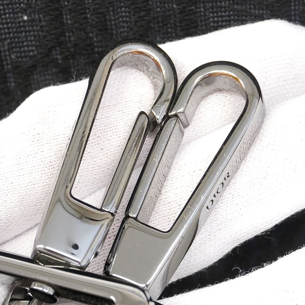 Dior Shoulder Bag Oblique Saddle Canvas Black Silver — view 8