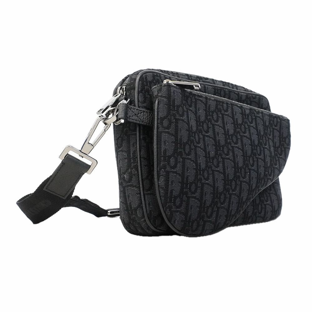 Dior Shoulder Bag Oblique Saddle Canvas Black Silver — view 2