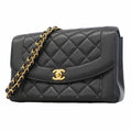 Chanel Shoulder Bag Diana Caviar Leather Black Gold