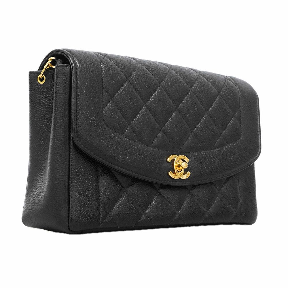 Chanel Shoulder Bag Diana Caviar Leather Black Gold — view 2