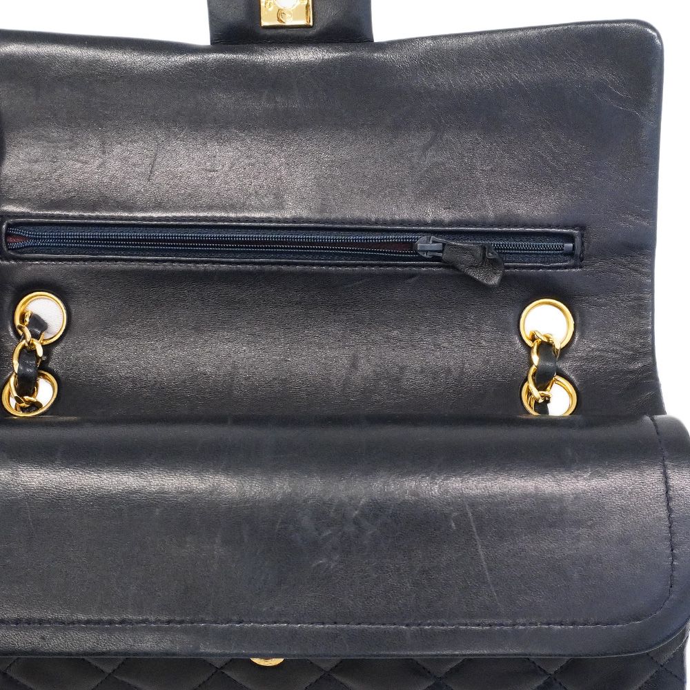 Chanel Shoulder Bag Quilted Lambskin Black Gold — view 8