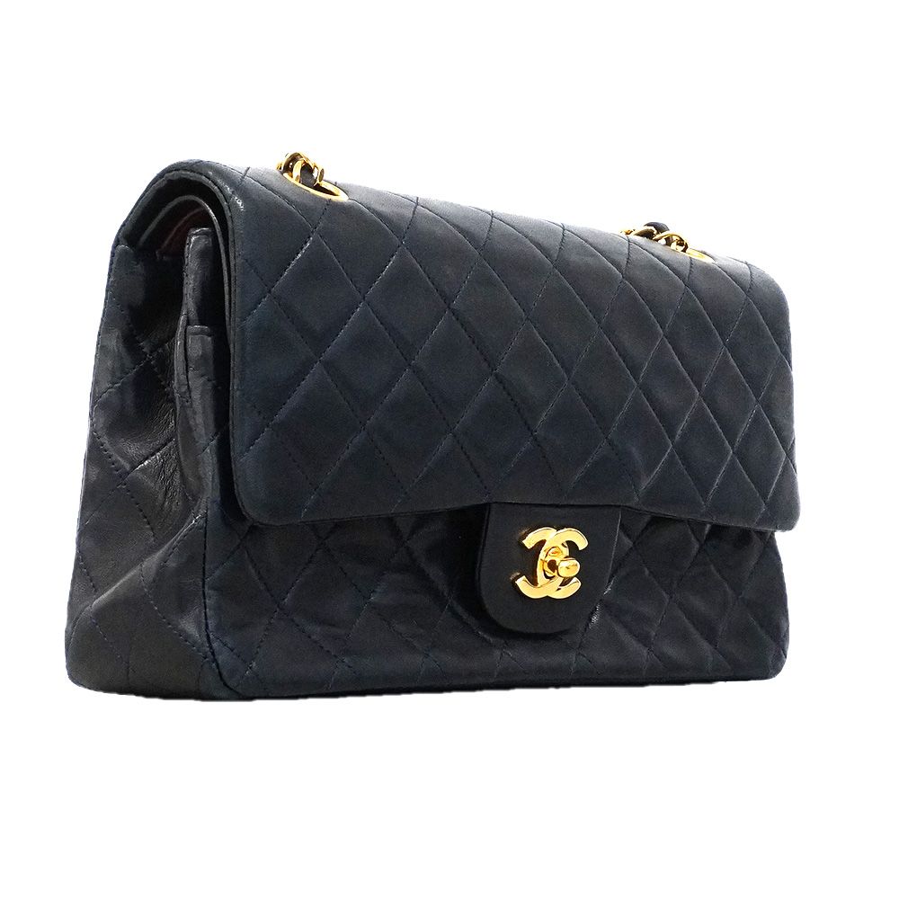 Chanel Shoulder Bag Quilted Lambskin Black Gold — view 2