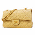 Chanel Shoulder Bag Quilted Lambskin Beige Gold